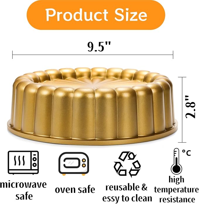 Goaste 9.5 Inch Charlotte Cake Pan, Reusable Fluted Mold, Nonstick Aluminium With Flower Shape for Cheese, Chocolate, Strawberry Shortcake, Brownie Tart Pie