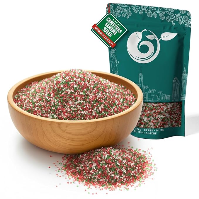 NY Spice Shop Sanding Sugars - 1 Pound Nonpareils Snowflake Red, Green & White Sprinkles - Edible Themed Festive Cooking Decor Sprinkles for Baking Essentials & Dessert Toppings