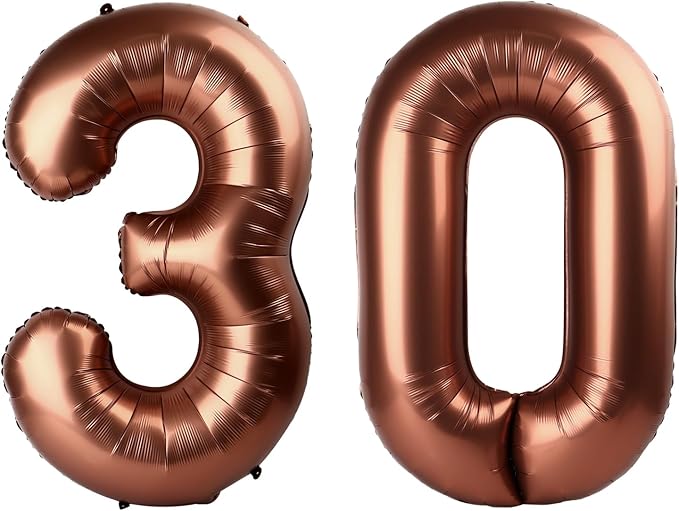 Dark Brown Number 30 Balloon 40 inch, Coffee Brown 30 Number Balloons, 30st Birthday Decorations, Chocolate 30 Year Old Women Men Party Supplies