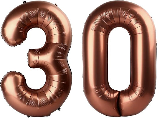 Dark Brown Number 30 Balloon 40 inch, Coffee Brown 30 Number Balloons, 30st Birthday Decorations, Chocolate 30 Year Old Women Men Party Supplies