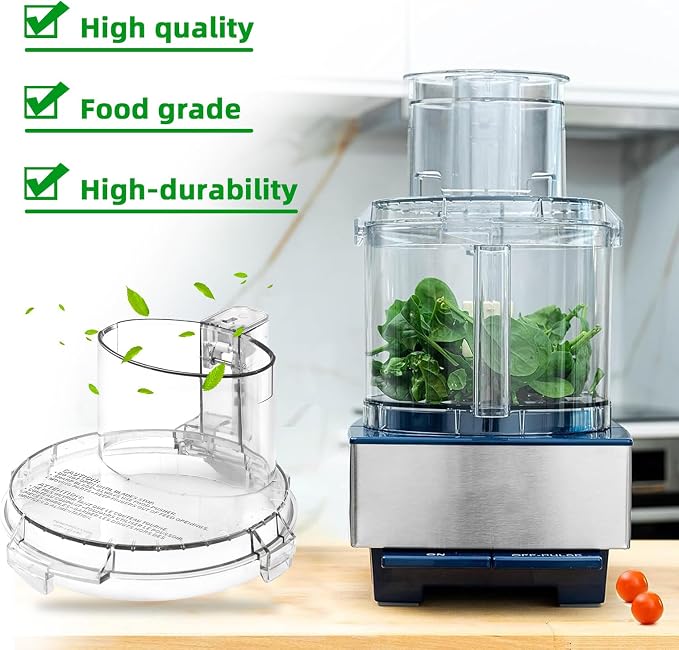 DFP-14NWBCT1 Food Processor Bowl Lid Replacement fit for Model DFP-14, Compatible with Cuisinart Food Processor DLC-005AGTXT1 Bowl, 4 Locking Knob(4.45 * 7.6in)