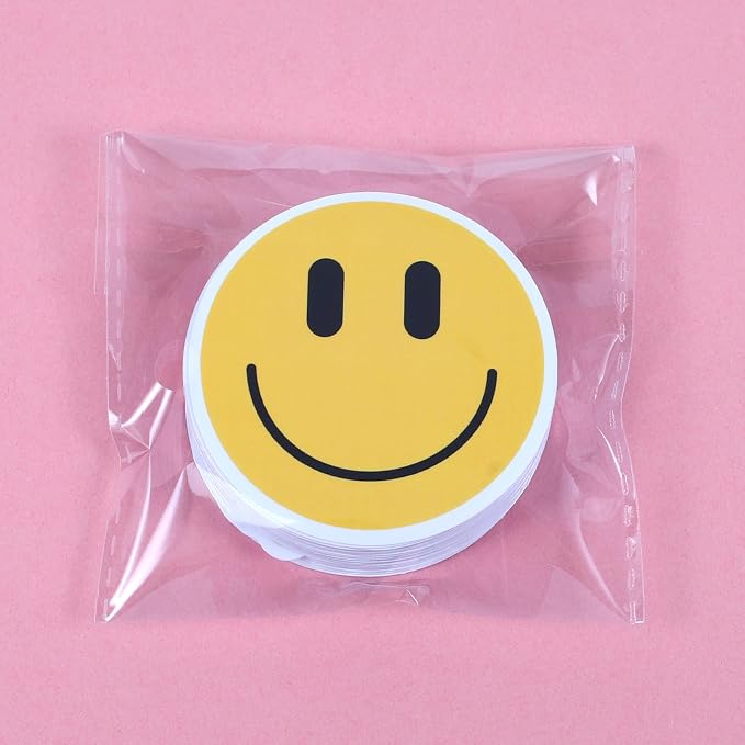 50PCS Smile Face Stickers Cute Water Bottle Stickers for Kids | Waterproof, PVC Material, for Teaching Rewards, Notebooks, Stationery, Luggage, Cartoon Happy Sticker