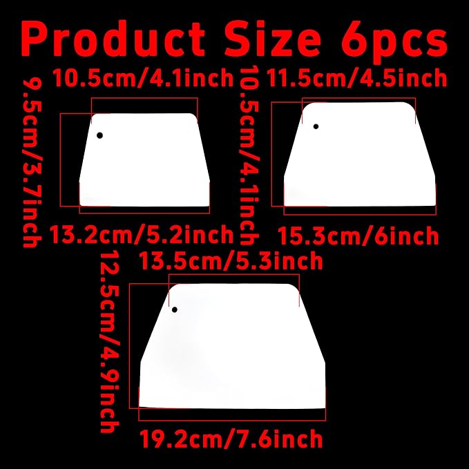 pson 6Pcs Plastic Trapezoidal Scraper, Food-Grade Kitchen Tools for Bread, Cake, Pizza, Multi-Purpose Baking Accessories(3 Size, White)