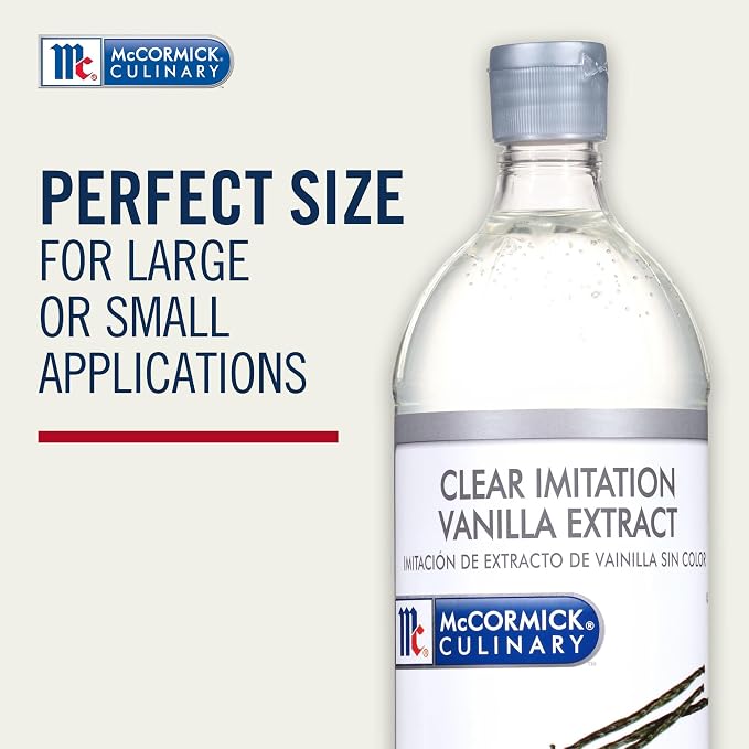 McCormick Culinary Clear Imitation Vanilla Extract, 32 fl oz (Pack of 6) - Six 32 Fluid Ounce Bottles of Clear Vanilla Flavoring for Baking, Perfect in Baked Goods, Frostings, Custards and Desserts