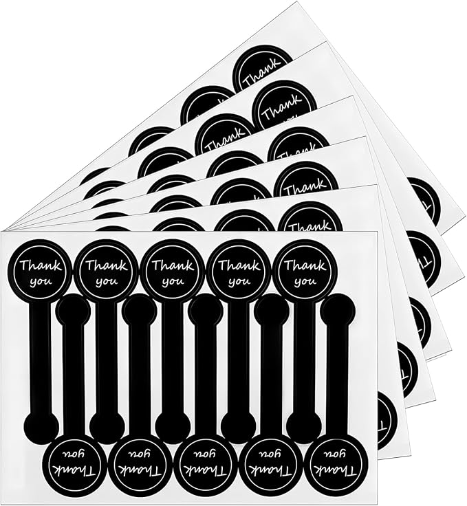 300pcs Black Handmade Food Baking Label Stickers for Baked Goods Packaging (StyleB)