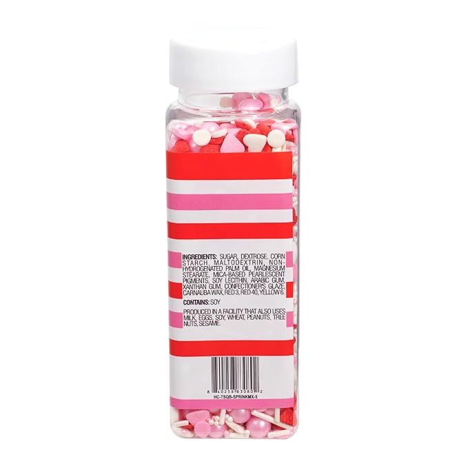 Hearts & Pearls Red, White and Pink Sprinkle Mix 4.4 oz, Valentines Sprinkles For Cake Decorating, Baking, Ice Cream & More, The Hampton Candy Company