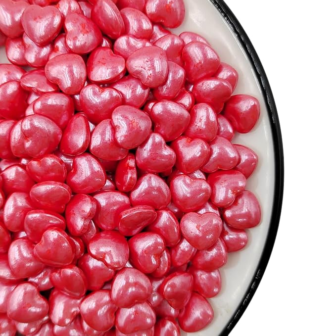 Red Heart Sprinkles, Edible Heart Cake Decorating, Baking Cake Decorations Cupcake Toppers Cookie Decorating, Wedding Party Valentine Supplies