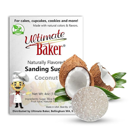Ultimate Baker Flavored Sanding Sugar (1x4oz) - Burst of Flavor & Color for Cakes, Cookies & More, All-Natural, Perfect for Baking & Decorating or as a Flavored Coffee Sugar (Coconut)
