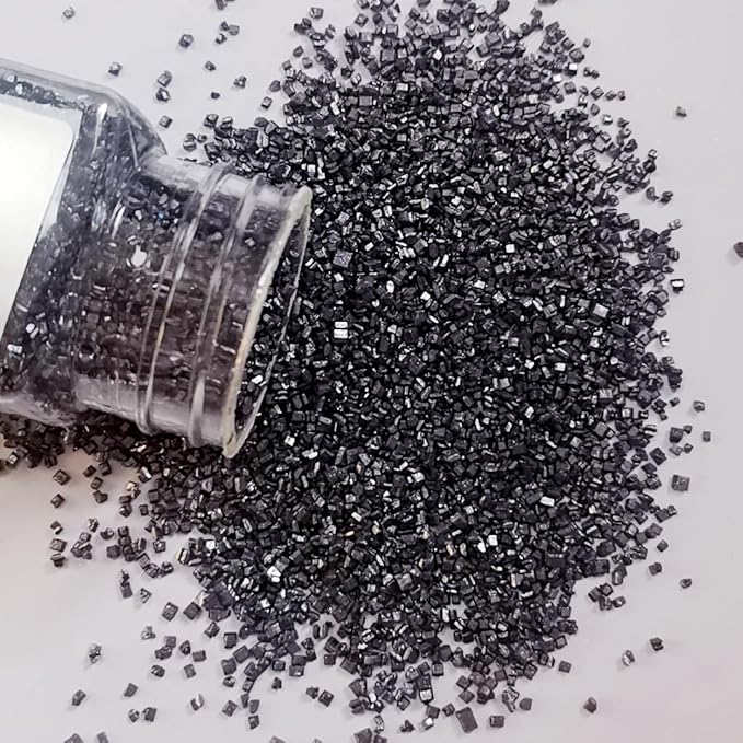 HeDeon&Rles Edible Black Sanding Sugar Crystals for Baking 120g/4.23oz Sparkling Sugar Crystals Cake Cupcake Pancake Ice Cream Top Birthday Wedding Halloween ChristmasCake Decoration