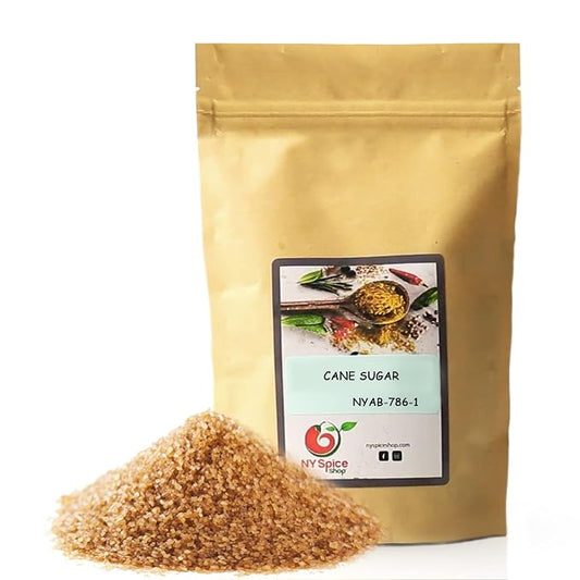 NY SPICE SHOP Raw Cane Sugar - 1 Pound Natural Raw Cane Sugar - Unrefined Natural Pure Cane Sugar - Unrefined Sugar Perfect for Baking, Cooking & Coffee - Unprocessed, Unbleached, Brown Sugar