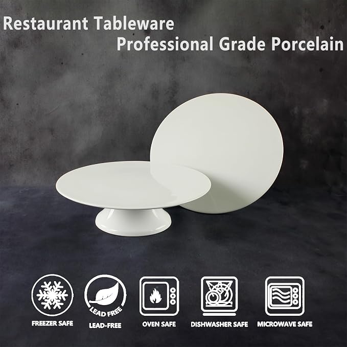Porcelain Cake Stand, Round Dessert Stand, Cupcake Stand - Wedding and Birthday Decorating Cake Pedestal Stand - Dessert Display Serving Use at Parties, Restaurants, Birthday 11.8 Inch