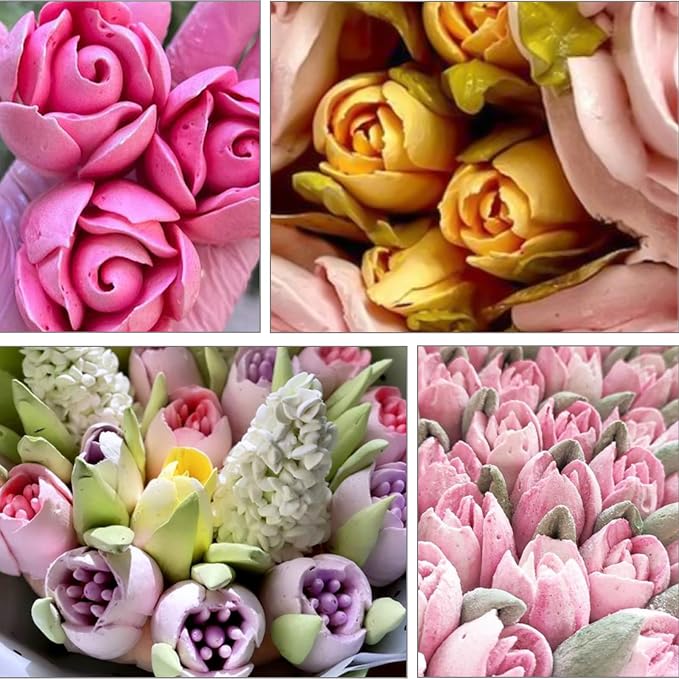 6Pack Extra Large Flower Russian Piping Tips Set, Stainless Steel Rose Tulip Icing Tips For Cake Decorating, Floral Piping Tips Flower Bouquet For Cookies Desserts Baking Tool(XXL,6C)