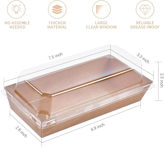 Ocmoiy Charcuterie Boxes with Clear Lids, 50 Pack Kraft Bakery Boxes, Cookie Boxes, Small Treat Boxes for Pastry, Sandwich, Cupcakes, Strawberries, Dessert To Go Containers
