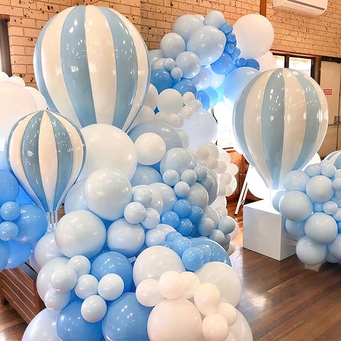 PartyWoo Baby Blue Balloons 127pcs Different Sizes of 36 18 12 10 5 Inch Light Pastel Sky Aqua Blue Balloon Arch Kit Garland for Graduation Baby Shower Gender Reveal Easter Party Decorations Blue-Q13