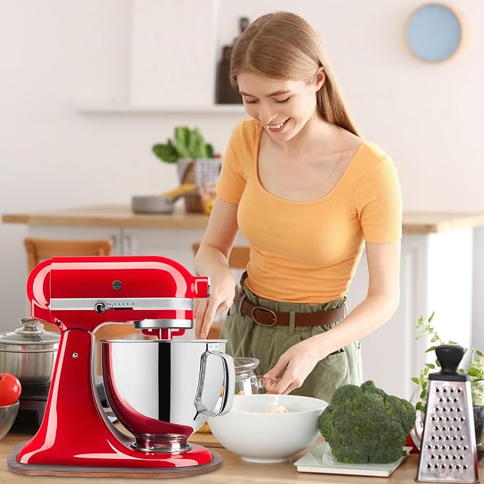 Sliding Mat for Kitchen aid 5-8 Qt Stand Mixer with 1Pc Cord Organizer and 3Pcs Attachment Holder for Kitchen Appliance Slider Counter, Moving Tray (5-8 Qt Bamboo and Attachment, Brown)