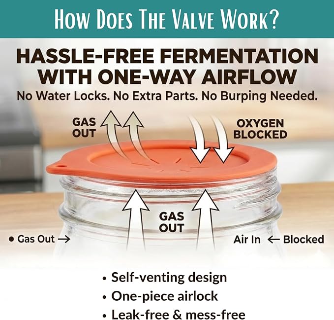 Advanced Fermentation Kit - Pickle Kit, Sauerkraut Making Kit Kimchi Container - Fermentation Airlock Lids for Wide Mouth Mason Jars by The Amish Chef