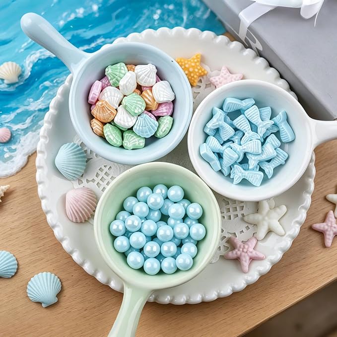 Blue Ocean Mermaid Sprinkles, Edible Seashells Cake Decorations, Starfish Mermaid Tails Candy Sugar Pearls, For Baking Cupcake, Cookie, Ice Cream Toppings, Beach Ocean Theme Birthday Party Supplies