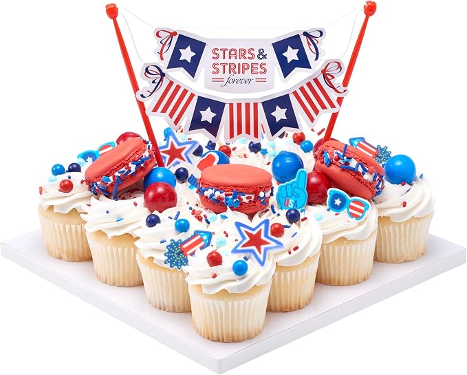 DecoPac Red, White, & Blue Sprinkles | Extra Large 26oz Pack | Cake Sprinkle Mix, Fancy Sprinkles For Cake Decorating, Handheld Container, Candy Sprinkles, Cake Sprinkles - Red, White, & Blue