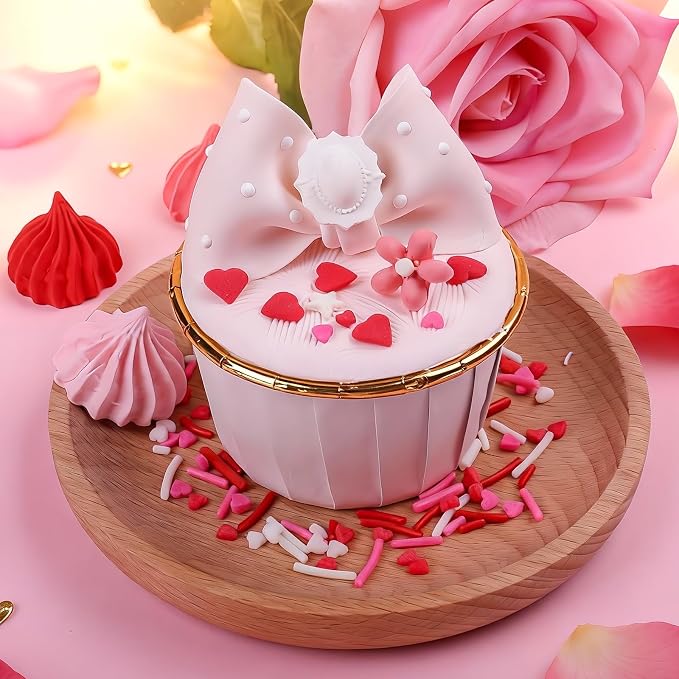 Mothers Day Sprinkles for Baking: Red, Pink & White Heart Nonpareils and Pink Sanding Sugar Mix - Perfect for Decorating Mother's Day Cookies, Cakes & Cupcakes, 320g/11.3oz