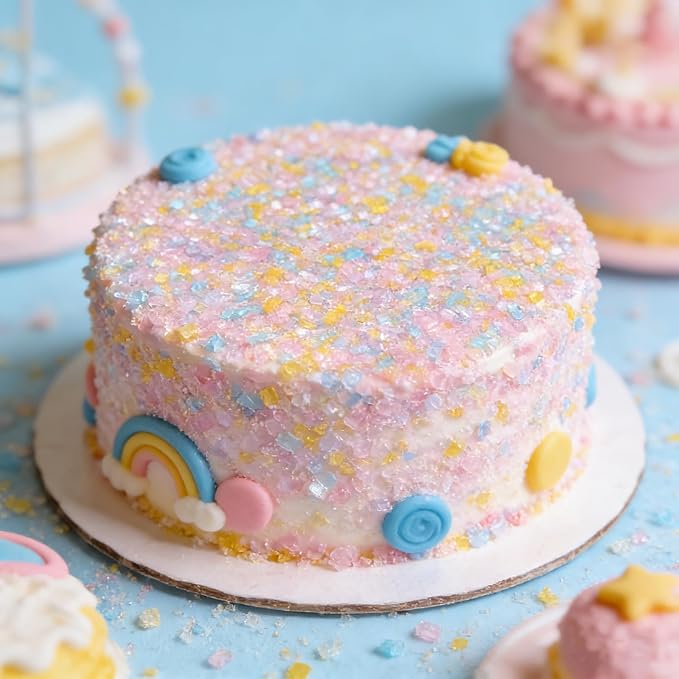 Sentovac Pastel Sugar Crystals for Baking Edible Spring Easter Coarse Large Crystals Sparkling Sugar Sprinkles Cake Cookie Cupcake Topper Ice Cream Decoration Supplies