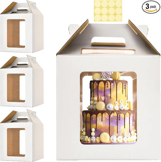 12x12x12 Inch Tall Cake Boxes with windows,10in 12in Tall Cake Carrier, Layer Cake Box,Large Tiered Cake Box,Durable White Bakery Box,Large cake box(3pack)
