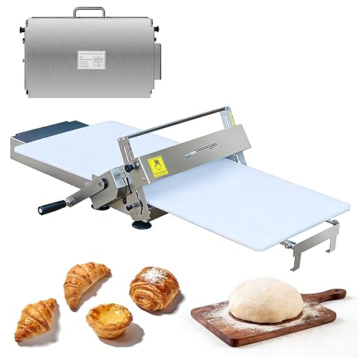 Dough Sheeter Machine, Manual Sheeter, Reversible Puff Pastry and Fondant Sheeter, Foldable, Adjustable Thickness 0-5mm for Croissant Pastry Pizza(Model400 (Professional use))