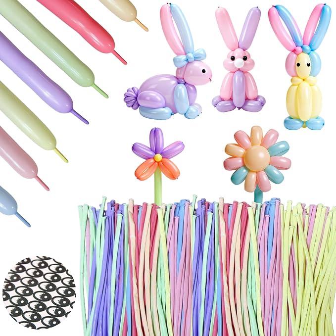 200 Pcs 260 Balloons, Pastel Long Latex Twisting Balloon Macaron Animal Balloon for Birthday Wedding Festival Party