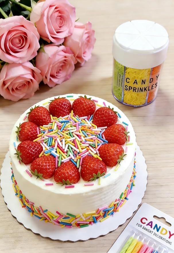 HeDeon&Rles Blue Green Yellow Pink Orange Easter Jimmies Sugar Sprinkle Edible for Baking Decoration Cake Cupcake Icing Cookie Pancake Toppers Easter Halloween Christmas Valentines Day Supplies
