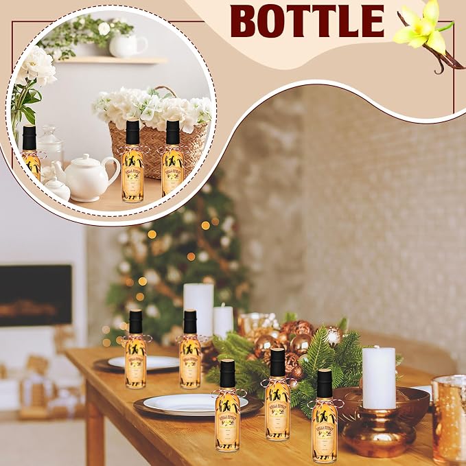 Tioncy 16 Pcs Empty Vanilla Extract Bottles for Homemade Vanilla Jar Glass Bottle with Cap, Shrink Band, Sticker DIY Crafts Wedding Gift Food Storage Canister for Bean(Black,3 oz)