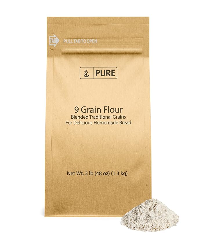 Pure Original Ingredients 9 Grain Flour (3 lb), Bread, Dough, Storable, Transportable, No Additives or Fillers