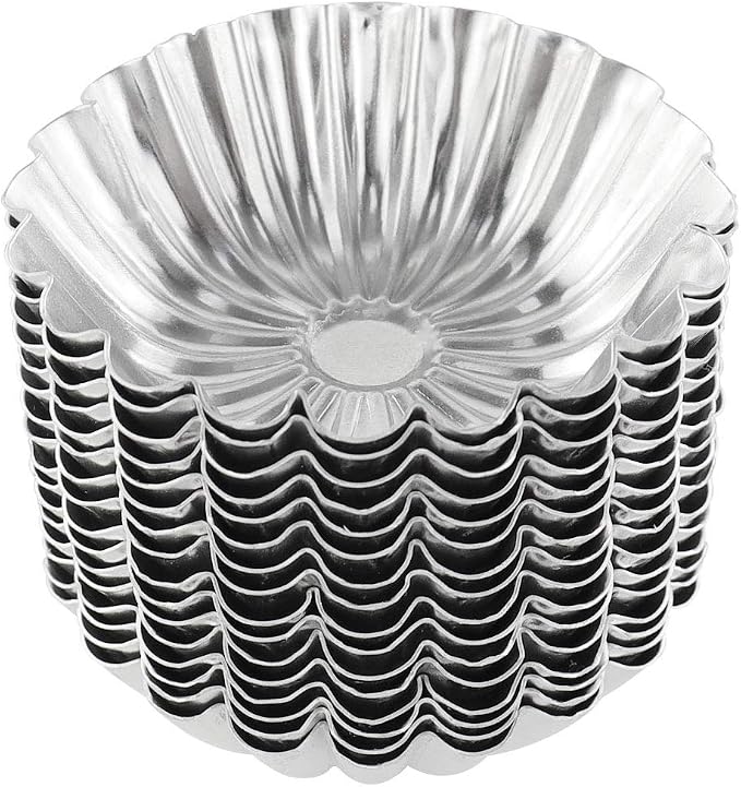 20Pcs Egg Tart Molds, Mini Tart Pan Aluminium Pie Tins Cupcake Cake Baking Cups