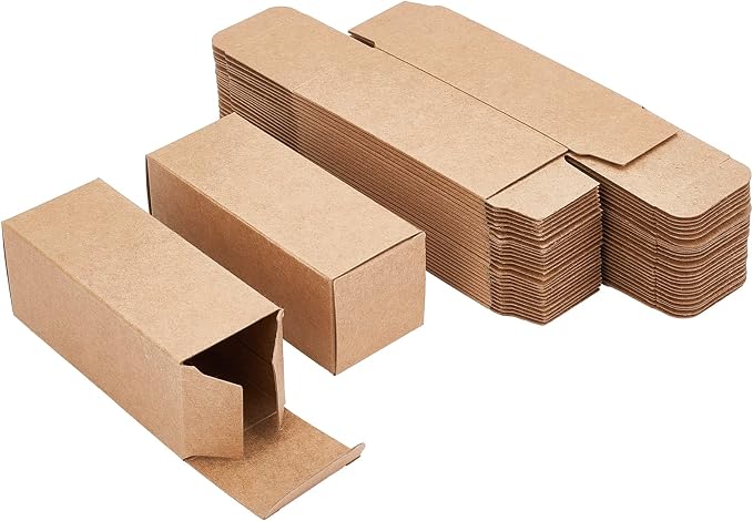 BENECREAT 45PCS Brown Kraft Paper Lipstick Box Essential Oil Wrapping Box for, Wedding, Birthday Party Favor, 9.1x3.7x3.6cm/3.58x1.45x1.41"