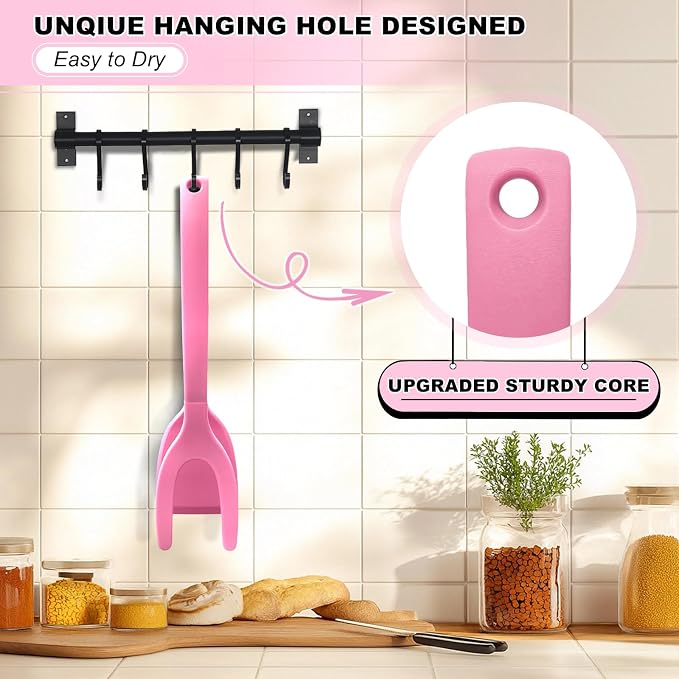 Silicone Spatulas, High Heat Resistant BPA Free Cooking Tongs, Silicone Kitchen Utensils, Spatula Tong, Egg Flipper Spatula for Non Stick Frying Pan, Ideal Cookware for Fish, Eggs, Pancakes