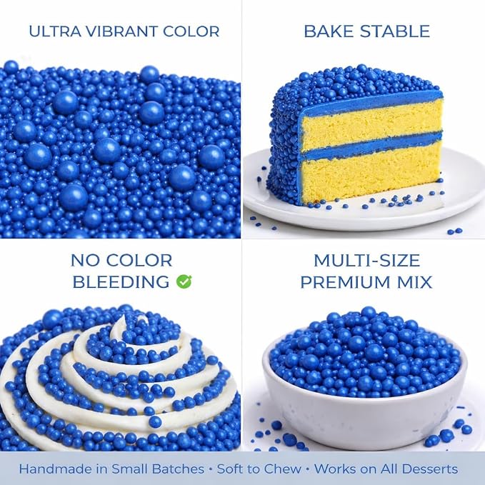 Confect Edible Sky Blue Sprinkles | Mix Pearl & Vermcelli | Edible Sprinkle | Sprinkles for Baking & Cake Decorative | Cookie Sprinkle - Vegan, Gluten-Free, Nut-Free, Soy-Free, Dairy-Free, Palm Oil-Free -4.2 Oz