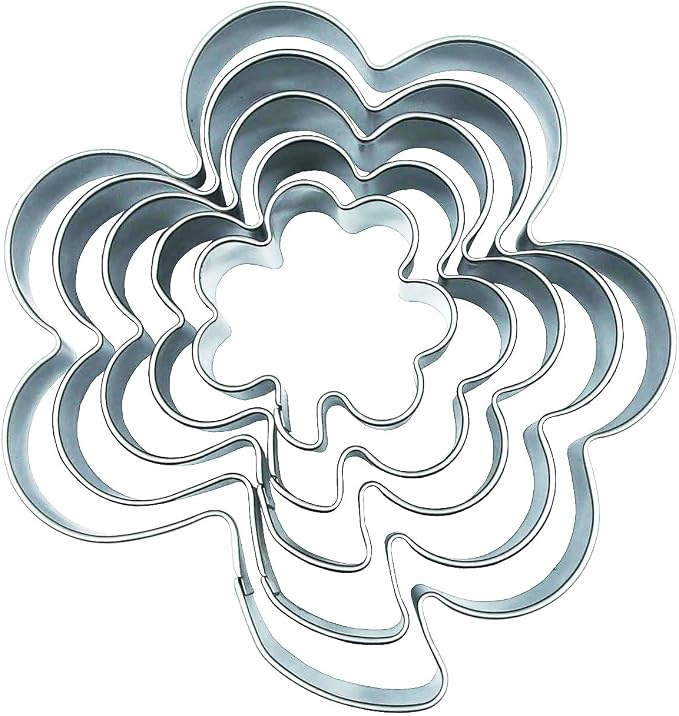 Clover Cookie Cutters Set, 5 PCS Set St. Patrick's Day Shamrock Shaped Stainless Steel Molds for Cookies,Biscuit,Vegetable,Fruit,Baking Pastries Doughs