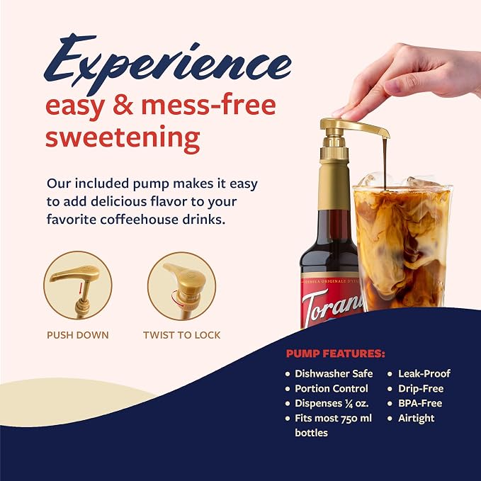 Torani Coffee Syrup, Irish Cream Flavored Syrup for Drinks, Pump Included, 25.4 Fl Oz
