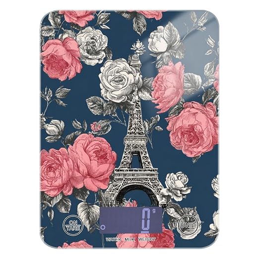 Food Scale Kitchen Scale for Baking Cooking Digital Food Weighing Measuring Scale Small Waterproof Electric Food Scale Blue French Eiffel Tower and Roses