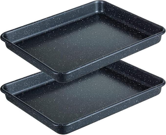 Walooza 11 Inch Nonstick Baking Sheets Set of 2, Carbon Steel Cookie Sheets for Baking, Heavy Duty & Stackable Baking Pans for Oven, Non Toxic & Easy Clean, 11x9 Inch Baking Trays
