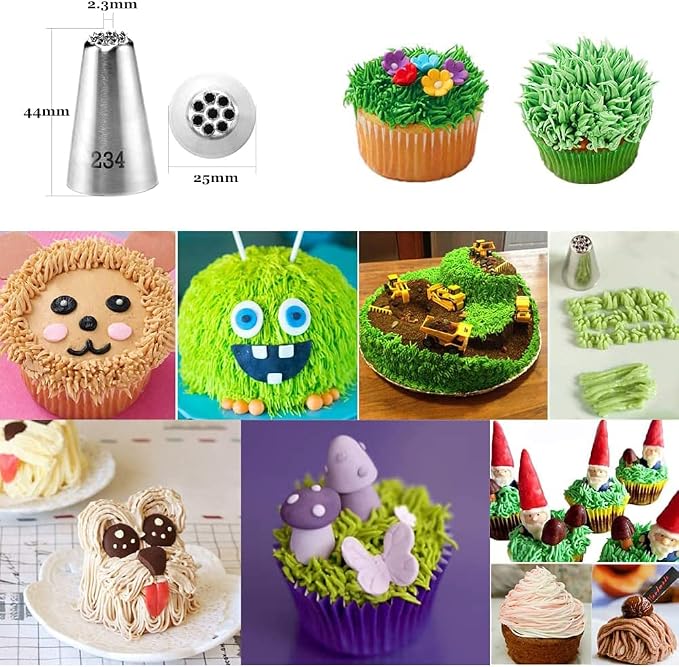 1M 2A 2D 2F 6B 234 Piping Tips Set,Star Round Drop Flower Eclair Grass Icing Tip Decorating Tips Large for Frosting Cake Cupcake Cookie,6 Pcs