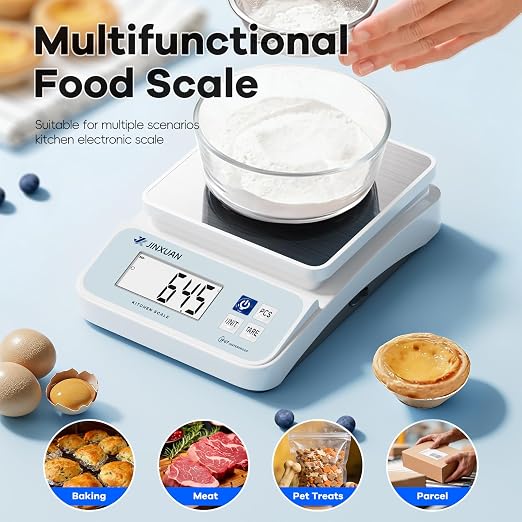 Digital Kitchen Scale 11lb/5kgx0.1g Waterproof Food Scales for Kitchen Rechargeable Food Weighing Scale with LCD Display, Large Food Scale Grams and Ounces for Baking, Cooking, Weight Loss, Meal Prep
