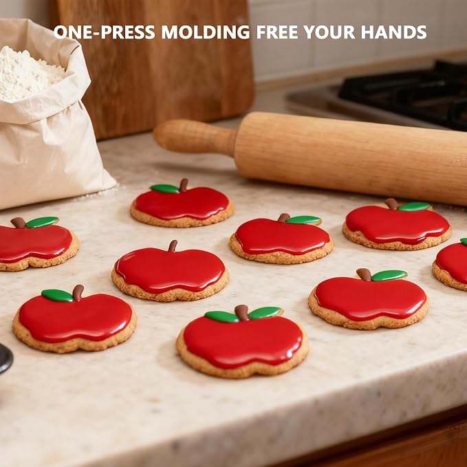 3 Piece Apple Cookie Cutter Set - 3.5", 2.7", 2" Fruit Cookie Cutters Shapes, Stainless Steel Biscake Cutter for Fall Thanksgiving