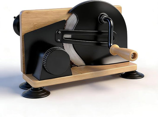 Manual Bread Slicer for Sourdough Bread, Adjustable Thickness Foldable Bread Cutter with Hand Crank, Stainless Steel Blade, Black
