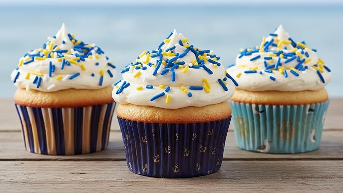 NCS Dark Blue, Yellow & White Jimmies Edible Sprinkles – Cupcake, Cake & Cookie Decorations, 7 oz