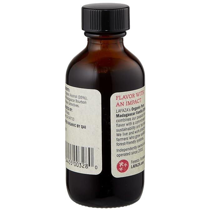 Lafaza Organic Pure Madagascar Bourbon Vanilla Extract, All-Natural (2 fl oz)