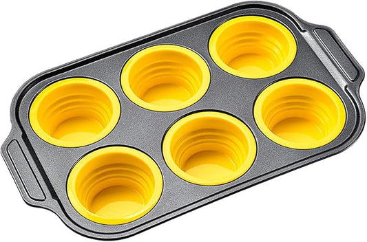 Cupcake Pan - Non Stick Silicone Donut Mold, Baking Tray Set, Reusable Muffin Mold, Oven And Air Fryer Pan With Durablee Construction | Cupcake Pans For Breakfast Dessert Cooking Treat Bread Egg Choco
