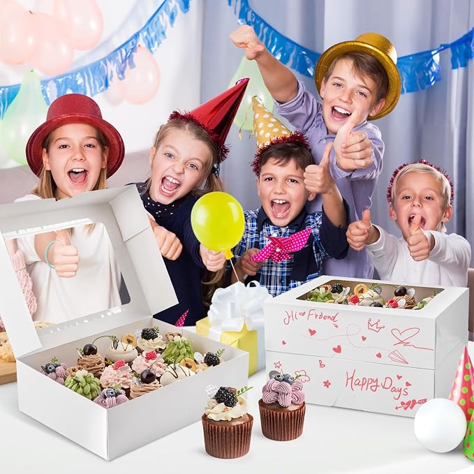 Kucoele 12 Count Cupcake Boxes, 12 Pack, White, 13 x 10 x 4 Inches | with Windows and Inserts, Disposable, Cupcake Containers Carriers, For Muffins, Treats, Pastries, Bakery, Desserts