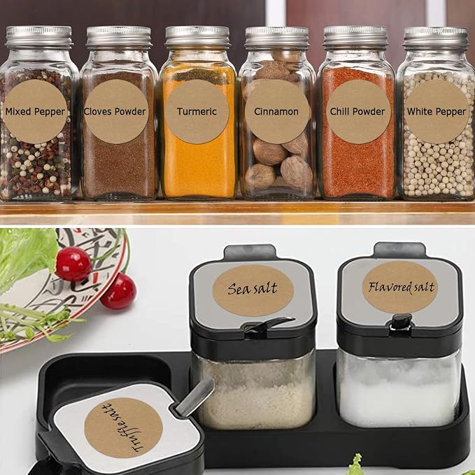 500 Pcs Jar Label Stickers Water Resistant Stickers Labels for Jars Gift Tags Oil Bottle Cosmetic Storage Bin Canning Mason Jar Food Container Freezer Organization 2 Inch