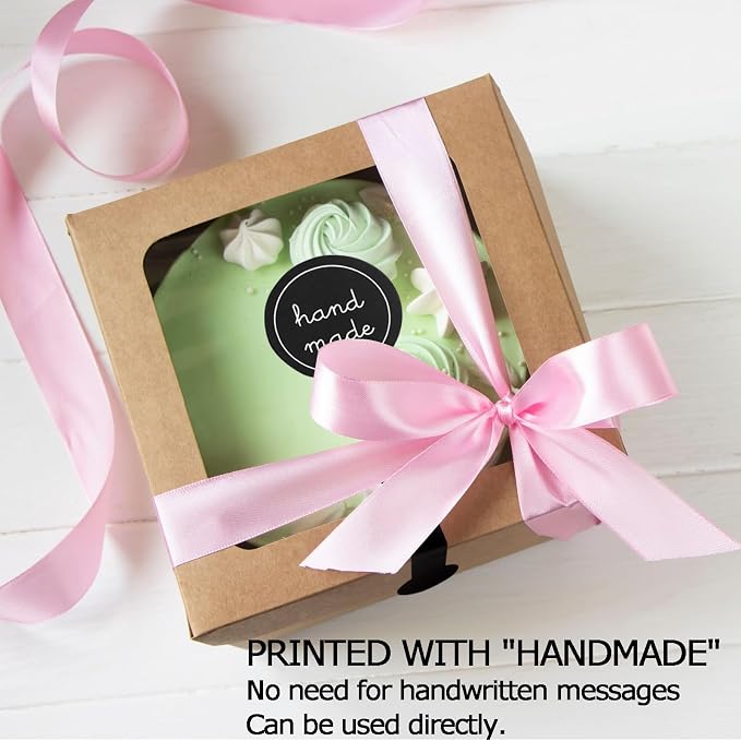 300 Pcs Black Handmade Bakery Stickers, Tamper Seal Labels | 3.93 x 1.18 in peel-and-stick paper labels for bakery packaging, cake boxes, candy bags, dessert cups, envelopes, and crafts.
