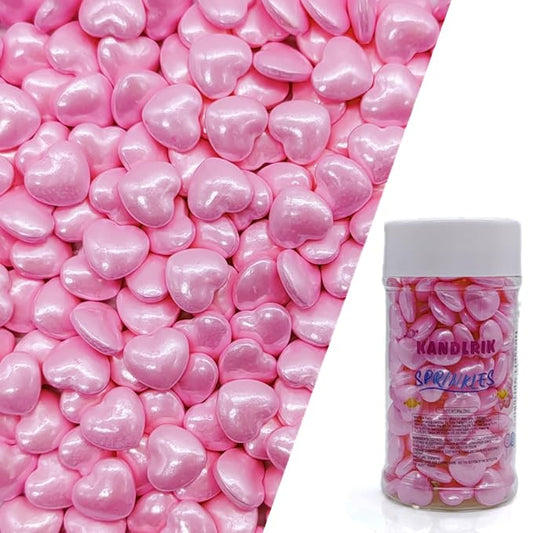 Pink Heart Sprinkles Edible Heart Cake Decorating Cake Decorations Cupcake Toppers Cookie Decorating Perfect for Cakes, Cupcakes, Desserts Toppings 3OZ