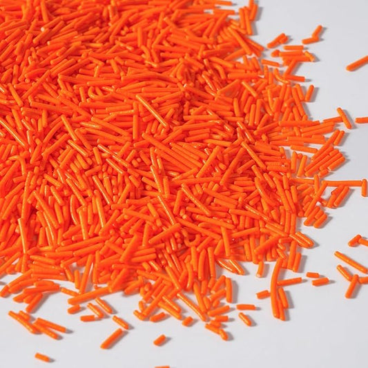 Edible Orange Sprinkles, Jimmies Sprinkle, Orange Sprinkles for Cupcakes, Cakes, Cookies, Macarons, Ice Cream, Perfect for Halloween, Fall, Thanksgiving Day(120g/4.23oz)